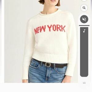 Women's White Sweater with Red 'New York' Design